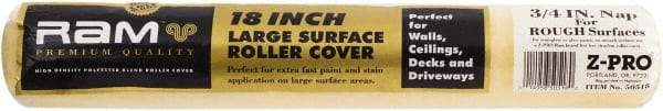 Premier Paint Roller - 3/4" Nap, 18" Wide Paint Roller Cover - Rough Texture, Polyester - Exact Tool & Supply