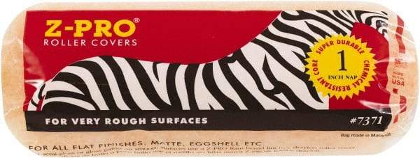 Premier Paint Roller - 1" Nap, 9" Wide Paint Roller Cover - Rough Texture, Polyester - Exact Tool & Supply