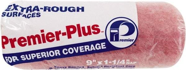 Premier Paint Roller - 1-1/4" Nap, 9" Wide Paint Roller Cover - Extra-Rough Texture, Polyester - Exact Tool & Supply
