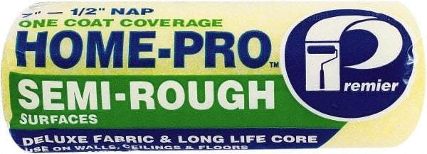 Premier Paint Roller - 1/2" Nap, 7" Wide Paint Roller Cover - Semi-Rough Texture, Polyester - Exact Tool & Supply