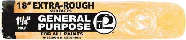 Premier Paint Roller - 1-1/4" Nap, 18" Wide Paint Roller Cover - Extra-Rough Texture, Polyester - Exact Tool & Supply