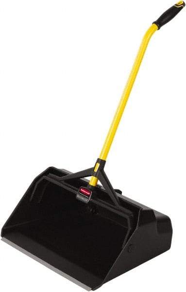 Rubbermaid - 20-7/16" Wide x 29" Deep x 11" High Handheld Dustpan - Plastic Body, 27" Handle, Black - Exact Tool & Supply