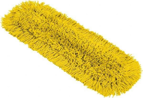 Rubbermaid - 25-1/4" Long x 5-1/2" Wide Cotton Blend Dust Mop Pad - Hook & Loop, Yellow, Rectangular Head, Launderable - Exact Tool & Supply