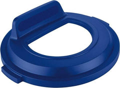 Rubbermaid - Round Lid for Use with 32 Gal Round Recycle Containers - Blue, Polyethylene, For Brute Trash Cans - Exact Tool & Supply