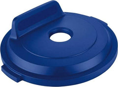 Rubbermaid - Round Lid for Use with 32 Gal Round Recycle Containers - Blue, Polyethylene, For Brute Trash Cans - Exact Tool & Supply
