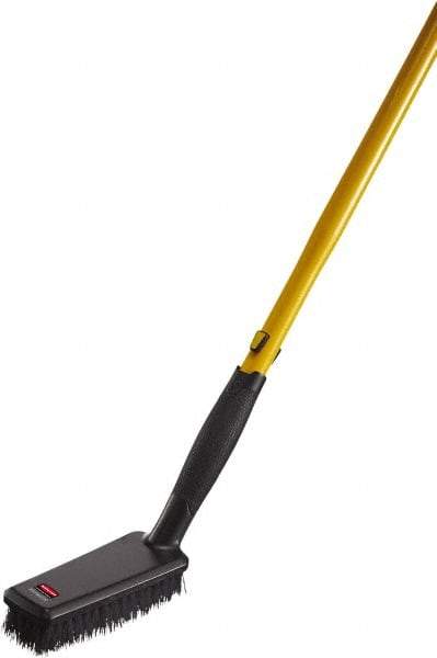Rubbermaid - 1-1/4" Bristle Length, Polypropylene Scrub Brush - 6" Long x 2-1/2" Wide Head, 11-3/8" OAL, Ergonomic Handle, Black, Polypropylene Block - Exact Tool & Supply