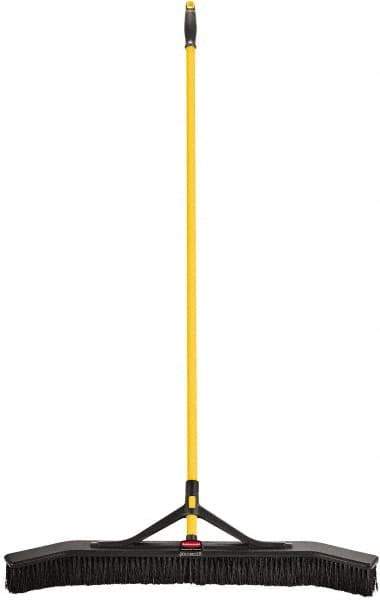 Rubbermaid - 36" Medium Duty Synthetic Push Broom - 3" Bristle Length, Foam Block, Threaded Handle Connection, Handle Included - Exact Tool & Supply