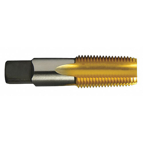 ‎1/4-18 NPTF 4 Flute Taper Pipe HSS Medium Hook Taper Pipe Tap- TiN - Exact Tool & Supply