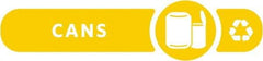 Rubbermaid - Trash Can Decal Message: Cans - English, Text on Color, Yellow, Indoor & Outdoor, Apply to Polypropylene, 2-37/64" Wide - Exact Tool & Supply