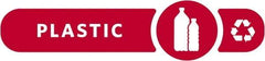 Rubbermaid - Trash Can Decal Message: Plastic - English, Text on Color, Red, Indoor & Outdoor, Apply to Polypropylene, 2-37/64" Wide - Exact Tool & Supply