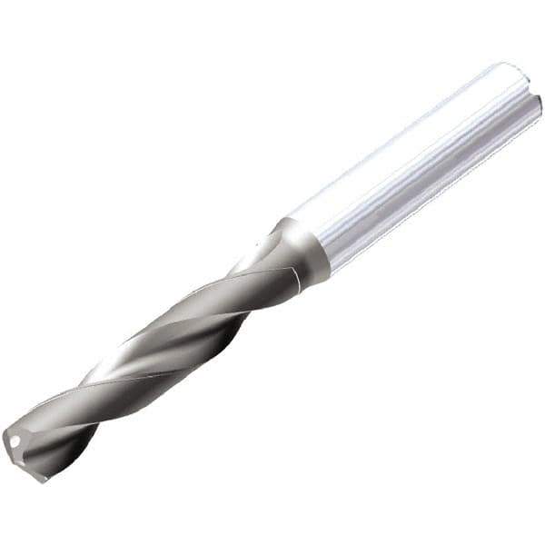 Kennametal - 10.2mm 138° Spiral Flute Solid Carbide Screw Machine Drill Bit - AlTiN Finish, Right Hand Cut, 55mm Flute Length, 102mm OAL, SGL Point, Straight Shank, Through Coolant - Exact Tool & Supply