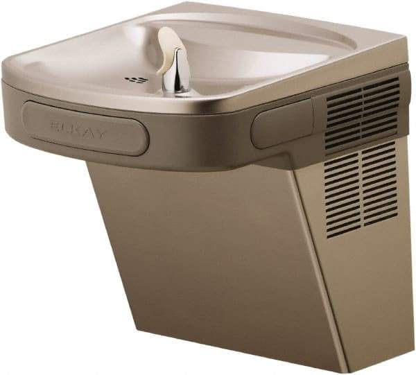 ELKAY - 8 GPH Cooling Capacity Barrier Free Wall Mounted Water Cooler & Fountain - Vinyl Cabinet, 20 to 100 psi, 115 Volts, 370 Watts, 4.0 Full Load Amperage, 0.5 hp, Copper - Exact Tool & Supply