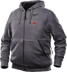 Milwaukee Tool - Size 2XL Heated Sweatshirt - Gray, Polyester, Zipper Closure, 45 to 48" Chest - Exact Tool & Supply
