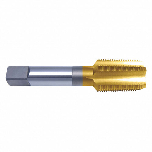 ‎1/8-27 NPTF 4 Flute HSS Medium Hook Taper CNC Extra Length Taper Pipe Tap- TiN - Exact Tool & Supply