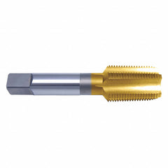 ‎1/8-27 NPTF 4 Flute HSS Medium Hook Taper CNC Extra Length Taper Pipe Tap- TiN - Exact Tool & Supply