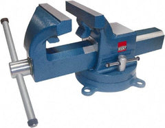 Bessey - 5" Jaw Width, 6-1/2" Opening Capacity, 3" Throat Depth, Steel Swivel Bench Vise - Bolt Down Base Attachment - Exact Tool & Supply