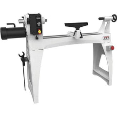 Jet - 18-1/2" Swing, 40" Distance Between Center, Woodworking Lathe - 2MT Headstock, 40 to 3,200 RPM, 4" Quill Travel - Exact Tool & Supply