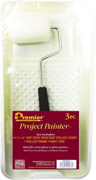 Premier Paint Roller - 14-3/4" Long, 1/4" Nap, Wall Paint Roller Set - 7-1/2" Wide, Steel Frame, Includes Paint Tray, Roller Cover & Frame - Exact Tool & Supply