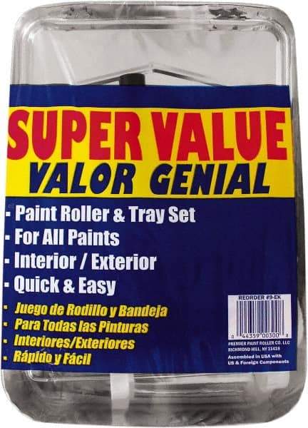Premier Paint Roller - 3/8" Nap, Wall Paint Roller Set - 10" Wide, Steel Frame, Includes Paint Tray, Roller Cover & Frame - Exact Tool & Supply