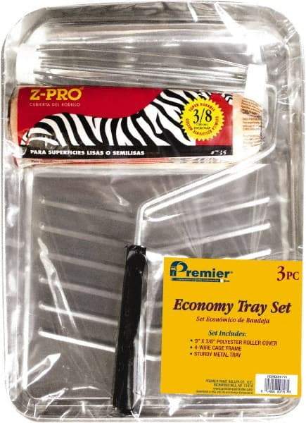Premier Paint Roller - 3/8" Nap, Wall Paint Roller Set - 10" Wide, Steel Frame, Includes Paint Tray, Roller Cover & Frame - Exact Tool & Supply