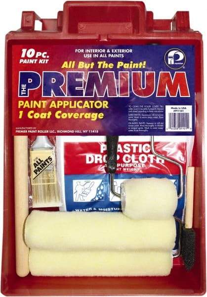 Premier Paint Roller - 1/2" Nap, Wall Paint Roller Set - 10" Wide, Steel Frame, Includes Paint Tray, Roller Cover & Frame - Exact Tool & Supply