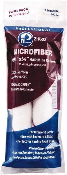 Premier Paint Roller - 1/4" Nap, 6" Wide Paint Mini Roller Covers - Smooth Texture, Microfiber - Exact Tool & Supply