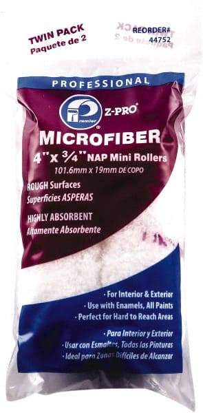 Premier Paint Roller - 3/4" Nap, 4" Wide Paint Mini Roller Covers - Rough Texture, Microfiber - Exact Tool & Supply