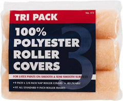 Premier Paint Roller - 3/8" Nap, 9" Wide Paint Roller Cover - Smooth Texture, Polyester - Exact Tool & Supply