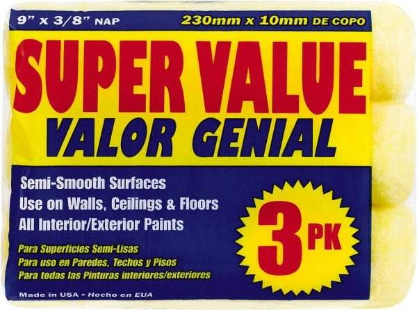 Premier Paint Roller - 1/2" Nap, 9" Wide Paint Roller Cover - Semi-Rough Texture, Polyester - Exact Tool & Supply