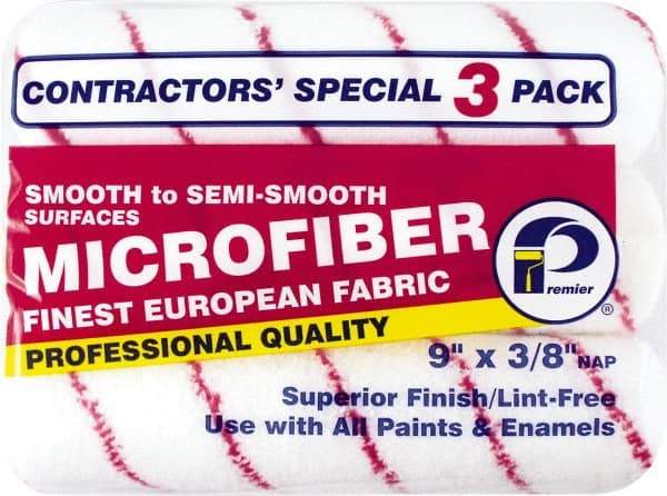 Premier Paint Roller - 3/8" Nap, 9" Wide Paint Roller Cover - Semi-Smooth Texture, Microfiber - Exact Tool & Supply