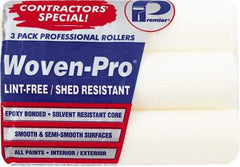 Premier Paint Roller - 3/8" Nap, 9" Wide Paint Roller Cover - Semi-Smooth Texture, Woven & Polyester - Exact Tool & Supply