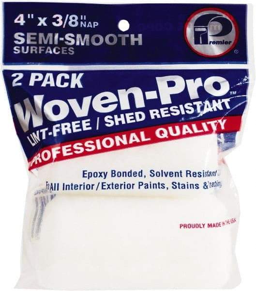 Premier Paint Roller - 3/8" Nap, 4" Wide Paint Roller Cover - Semi-Smooth Texture, Woven & Polyester - Exact Tool & Supply