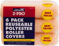 Premier Paint Roller - 3/8" Nap, 9" Wide Paint Roller Cover - Smooth Texture, Polyester - Exact Tool & Supply