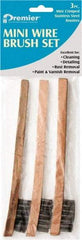 Premier Paint Roller - 3 Piece Stainless Steel Surface Preparation Wire Brush - 1/2" Bristle Length, 1/2" Wide, 8" OAL, Wood Block, Straight Wood Handle - Exact Tool & Supply