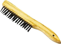 Premier Paint Roller - Steel Surface Preparation Wire Brush - 1" Bristle Length, 1" Wide, 10-1/2" OAL, Wood Block, Tapered Wood Handle - Exact Tool & Supply