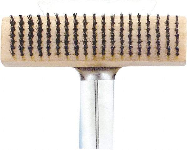 Premier Paint Roller - Steel Surface Preparation Wire Brush - 1" Bristle Length, 2-1/2" Wide, 6" OAL, Wood Block, Straight Wood Handle - Exact Tool & Supply