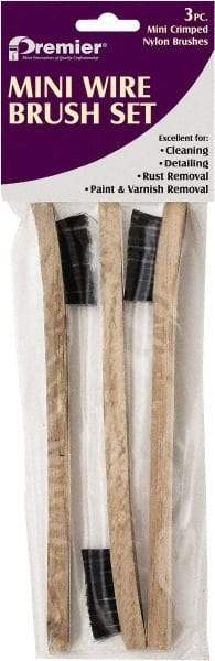 Premier Paint Roller - 3 Piece Nylon Surface Preparation Wire Brush - 8" OAL, Wood Handle - Exact Tool & Supply