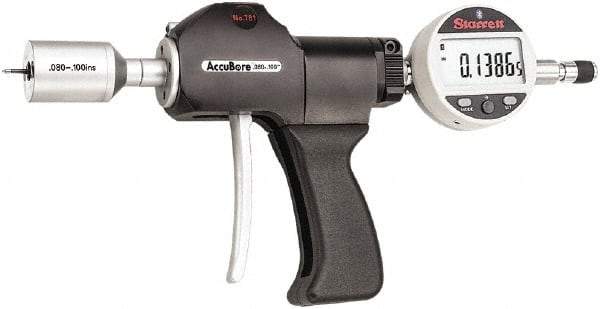 Starrett - Electronic Bore Gages Type: Pistol Grip Electronic Bore Gage Minimum Measurement (Decimal Inch): 0.0800 - Exact Tool & Supply
