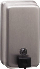 Bobrick - 40 oz Liquid Hand Soap Dispenser - Stainless Steel, Wall Mounted, Silver - Exact Tool & Supply