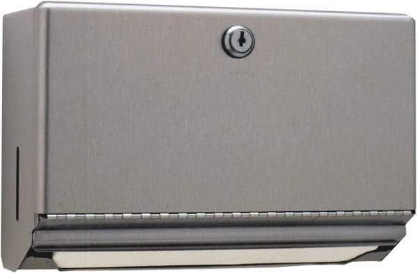 Bobrick - Manual, Stainless Steel Paper Towel Dispenser - 7.06" High x 10-3/4" Wide x 4" Deep, 200 C-Fold or 275 Multi-Fold, Silver - Exact Tool & Supply