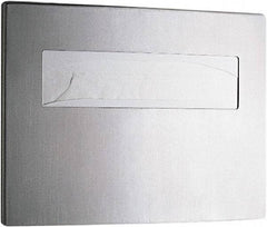 Bobrick - 250 Capacity Satin Stainless Steel Finish Stainless Steel Toilet Seat Cover Dispenser - 11-1/4" High x 15-3/4" Wide 2-/4" Deep, Holds 2 Half Fold Sleeves - Exact Tool & Supply