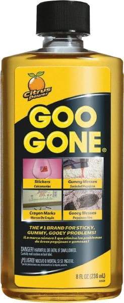 Goo Gone - 8 oz Bottle Adhesive Remover - Removes Adhesives, Gum, Tar, Crayon, Scuff Marks, Wax, Sap - Exact Tool & Supply