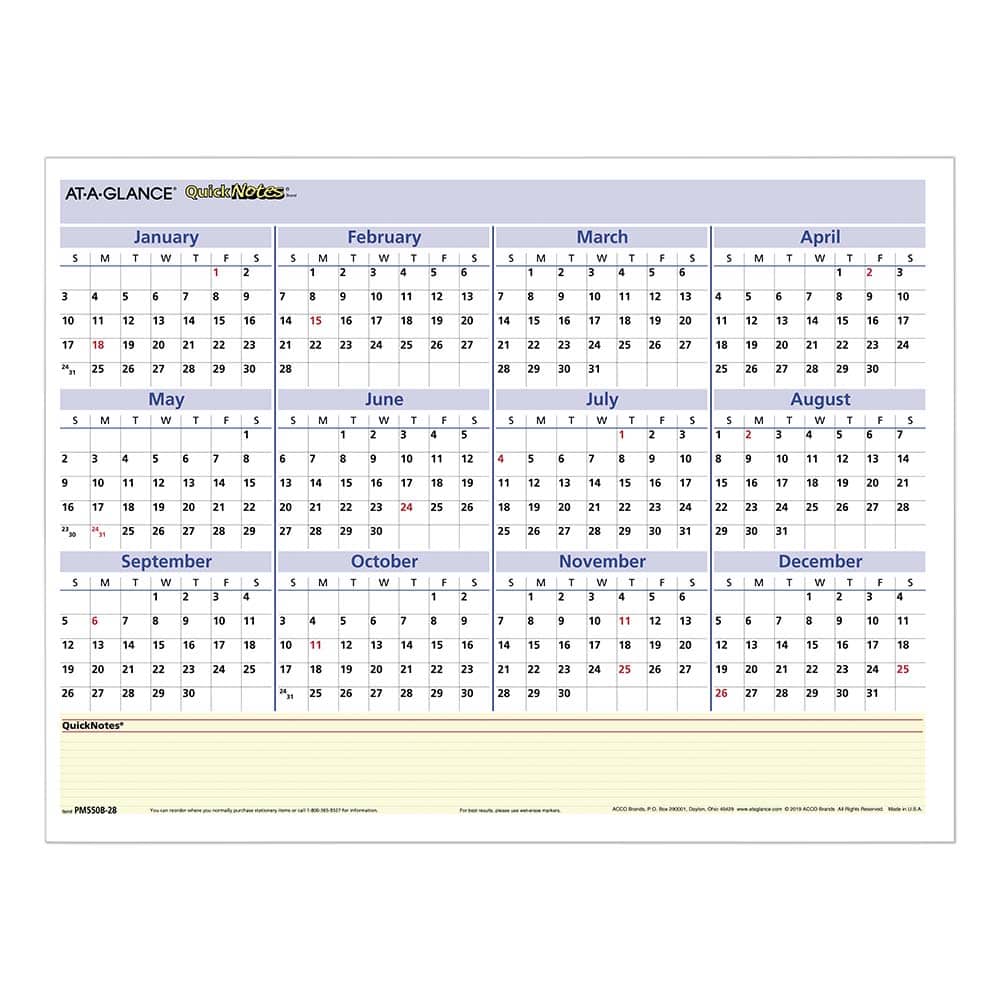 AT-A-GLANCE - Note Pads, Writing Pads & Notebooks Writing Pads & Notebook Type: Wall Calendar Size: 16 x 12 - Exact Tool & Supply