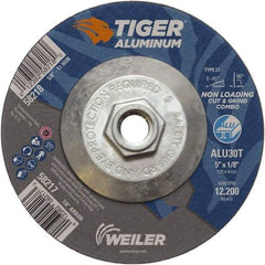 Weiler - 5" 30 Grit Aluminum Oxide/Silicon Carbide Blend Cutoff Wheel - 1/8" Thick, 5/8-11 Arbor, 12,200 Max RPM, Use with Angle Grinders - Exact Tool & Supply