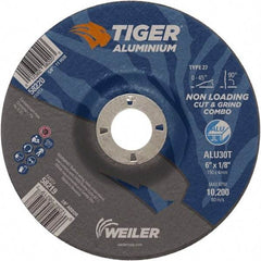 Weiler - 6" 30 Grit Aluminum Oxide/Silicon Carbide Blend Cutoff Wheel - 1/8" Thick, 7/8" Arbor, 10,200 Max RPM, Use with Angle Grinders - Exact Tool & Supply