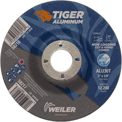 Weiler - 5" 30 Grit Aluminum Oxide/Silicon Carbide Blend Cutoff Wheel - 1/8" Thick, 7/8" Arbor, 12,200 Max RPM, Use with Angle Grinders - Exact Tool & Supply