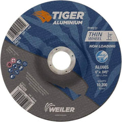 Weiler - 6" 60 Grit Aluminum Oxide/Silicon Carbide Blend Cutoff Wheel - 0.045" Thick, 7/8" Arbor, 10,200 Max RPM, Use with Angle Grinders - Exact Tool & Supply