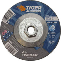 Weiler - 5" 60 Grit Aluminum Oxide/Silicon Carbide Blend Cutoff Wheel - 0.045" Thick, 5/8-11 Arbor, 12,200 Max RPM, Use with Angle Grinders - Exact Tool & Supply