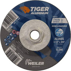 Weiler - 4-1/2" 60 Grit Aluminum Oxide/Silicon Carbide Blend Cutoff Wheel - 0.045" Thick, 5/8-11 Arbor, 13,300 Max RPM, Use with Angle Grinders - Exact Tool & Supply