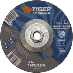 Weiler - 6" 24 Grit Aluminum Oxide/Silicon Carbide Blend Cutoff Wheel - 1/4" Thick, 5/8-11 Arbor, 10,200 Max RPM, Use with Angle Grinders - Exact Tool & Supply